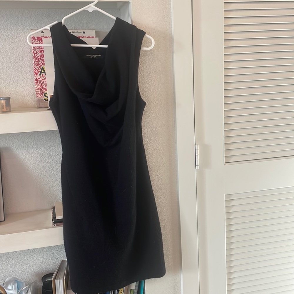 All Saints black wool cowl neck dress size 4